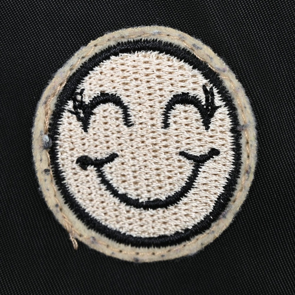 Joe Boxer Womens Black Bomber Jacket Patches Smiley Coffee Bossy Full Zip L - Picture 4 of 14